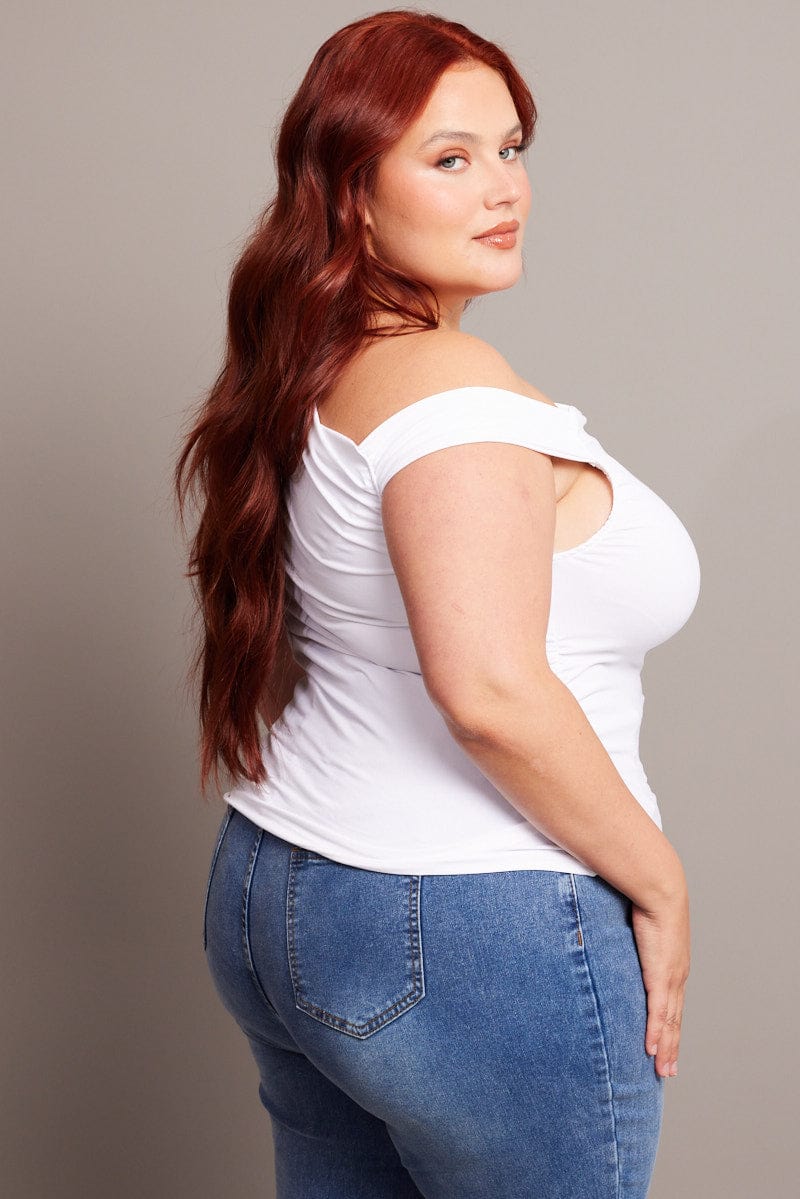 White One Shoulder Top Supersoft - Image 4