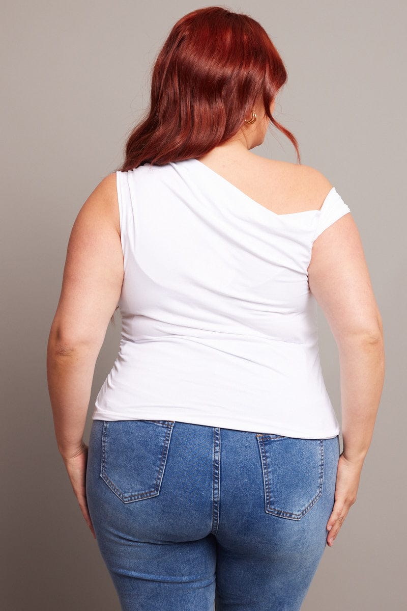 White One Shoulder Top Supersoft - Image 5