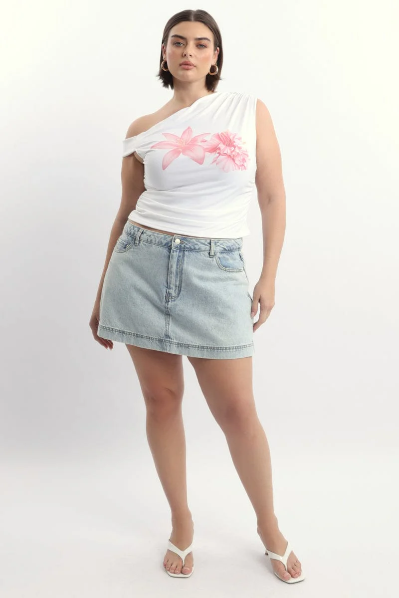 White One Shoulder Top Supersoft - Image 2