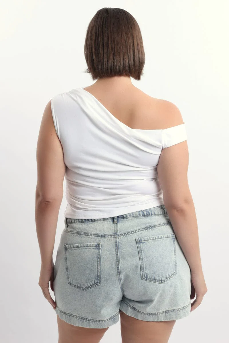 White One Shoulder Top Supersoft - Image 4