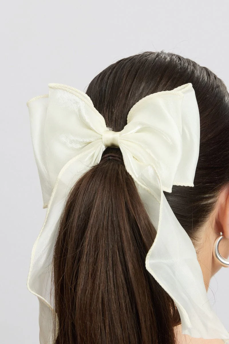 White Organza Hair Bow - Image 2