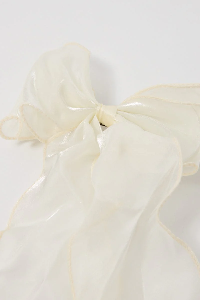 White Organza Hair Bow - Image 4