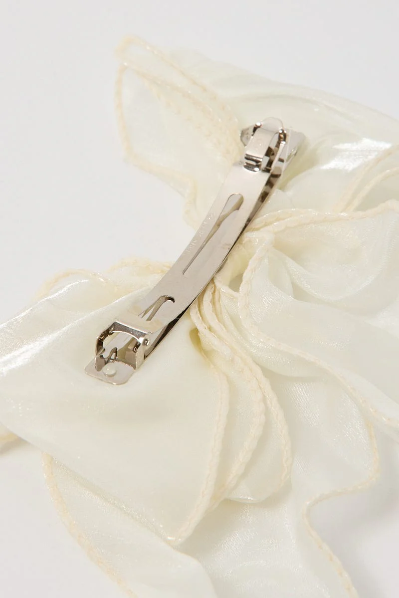 White Organza Hair Bow - Image 5