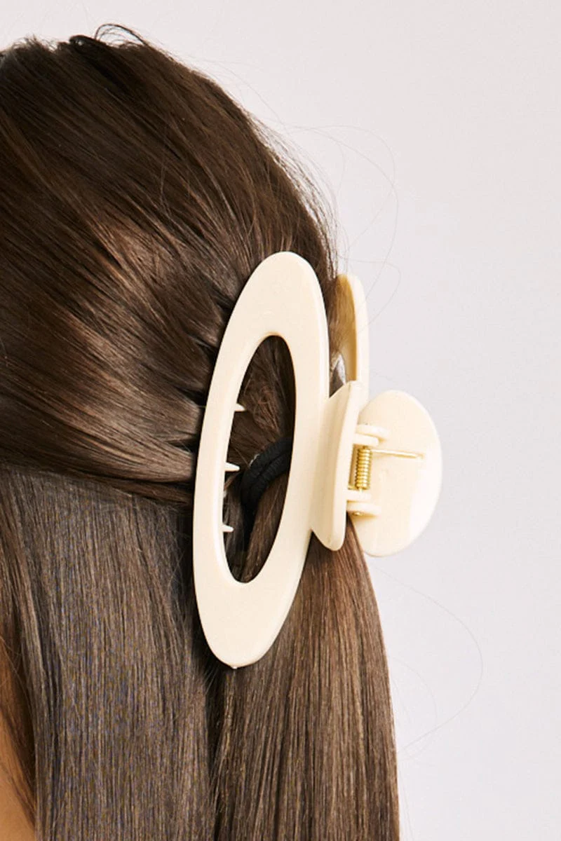 White Oval Hair Claw Clip