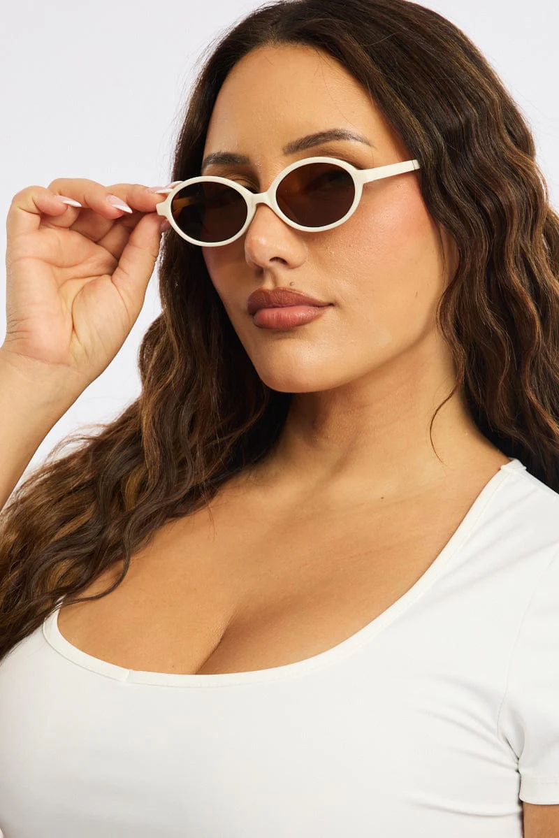 White Oval Sunglasses