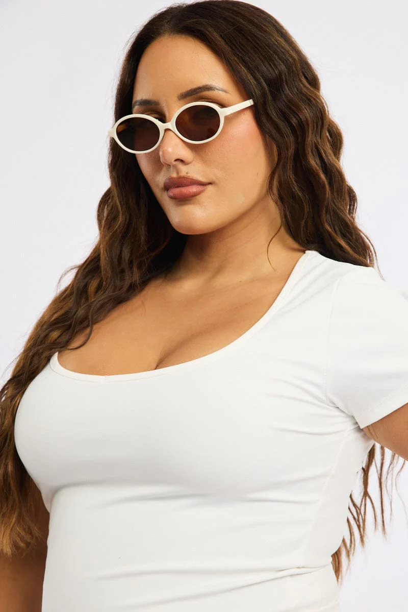 White Oval Sunglasses - Image 2