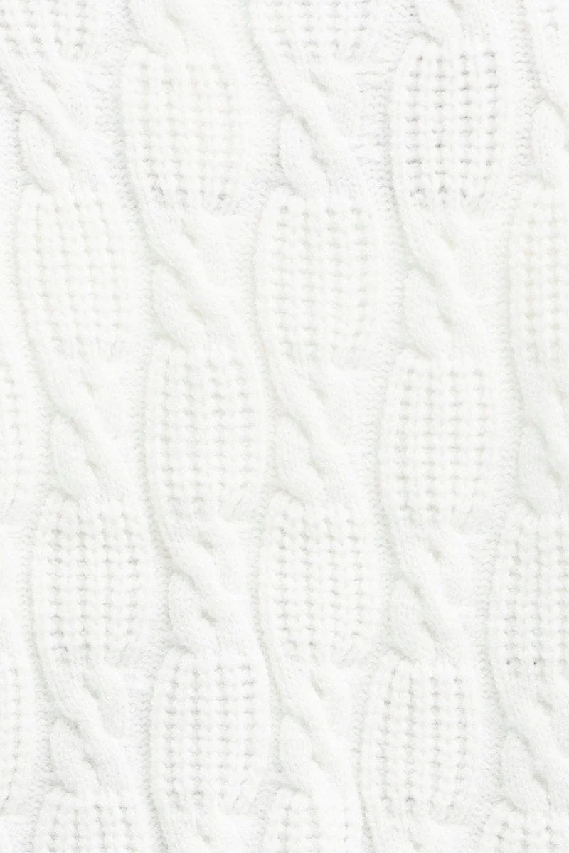 White Oversized Cable Knit Cardigan - Image 6