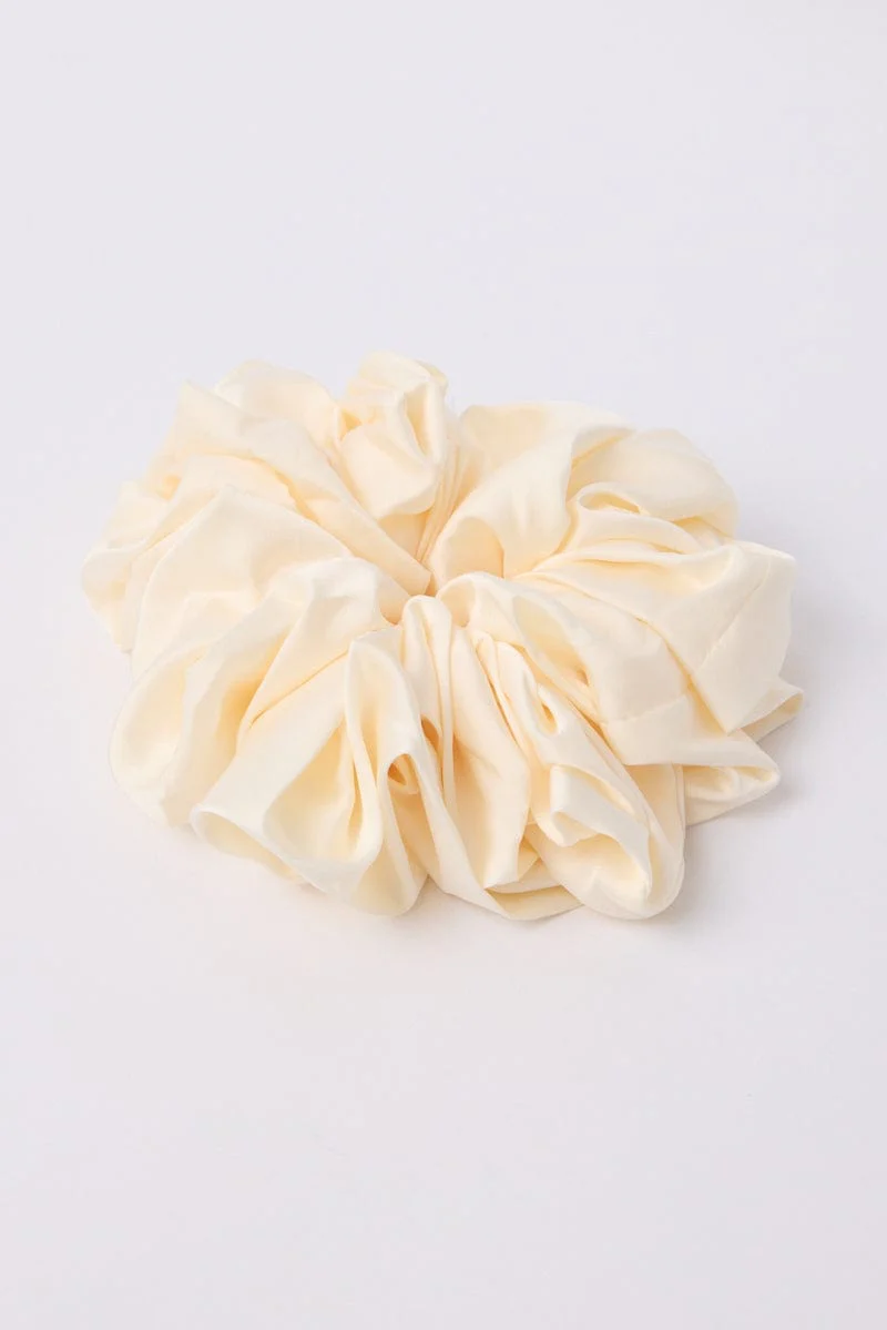 White Oversized Satin Scrunchie