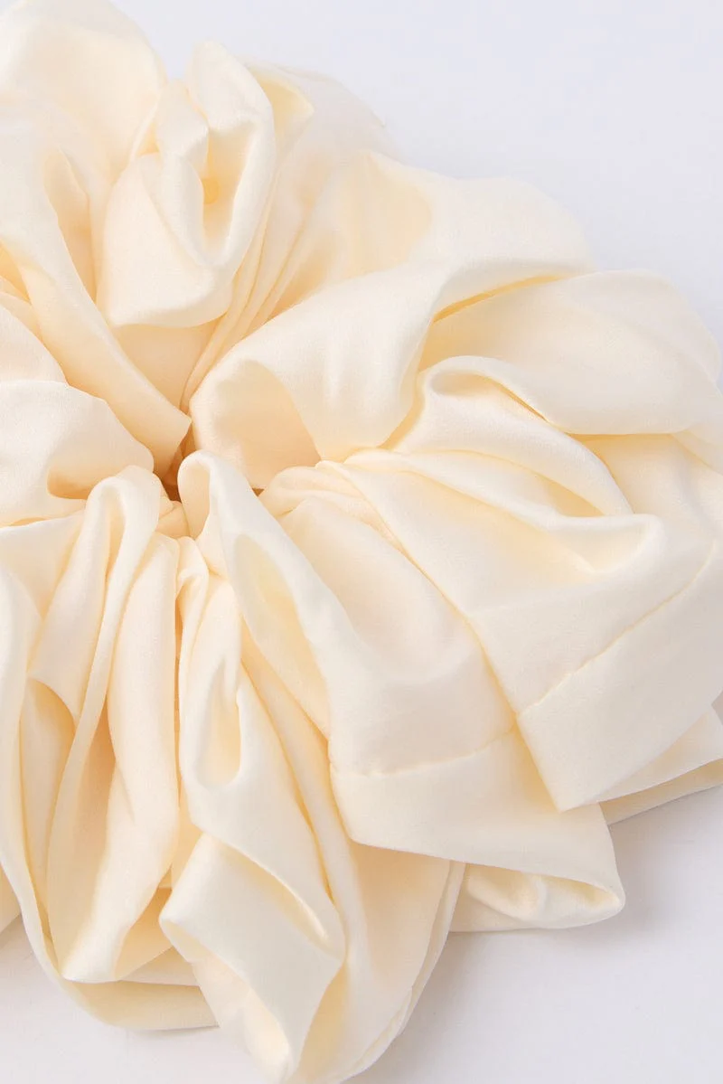 White Oversized Satin Scrunchie - Image 2