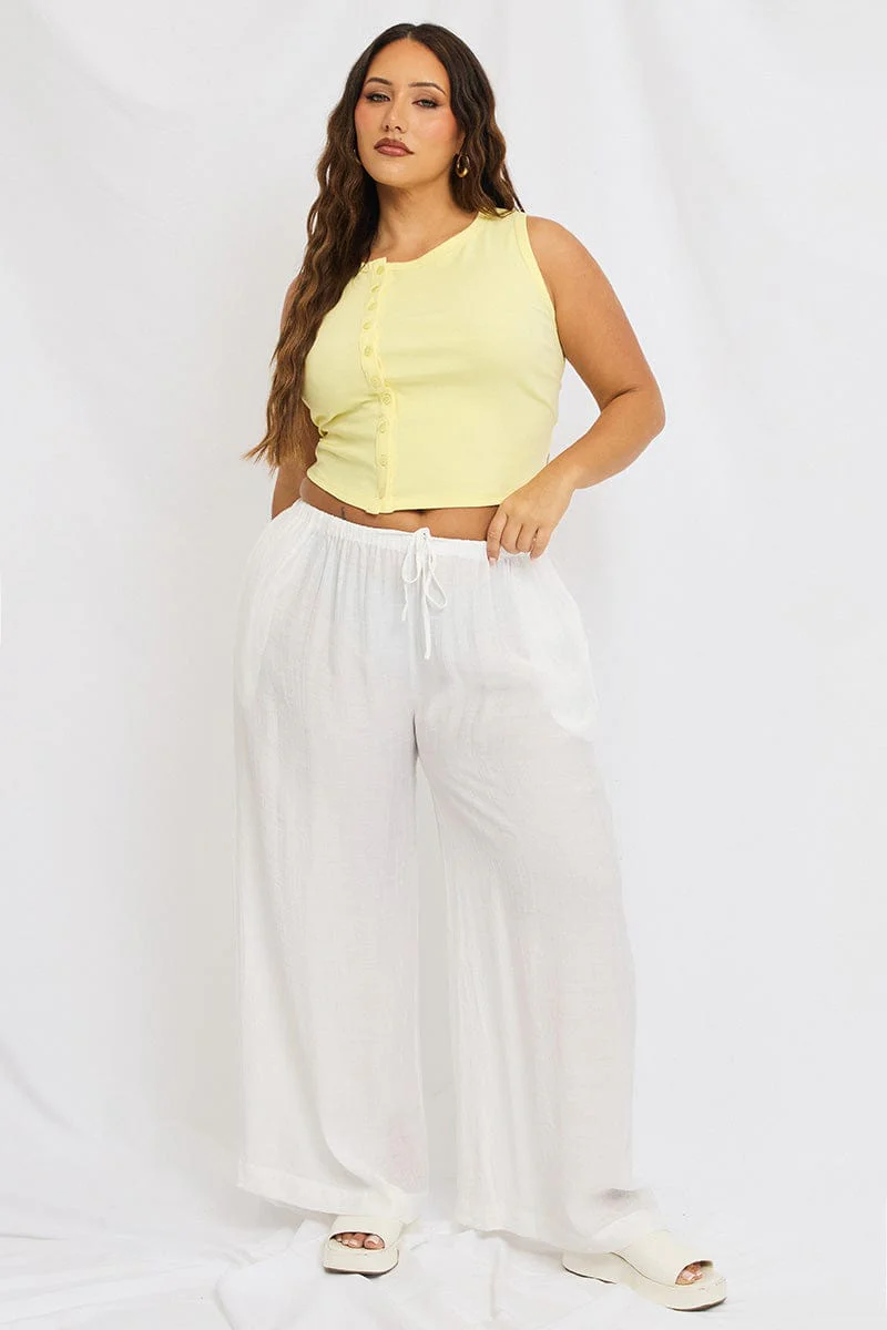 White Pants Elastic Waist