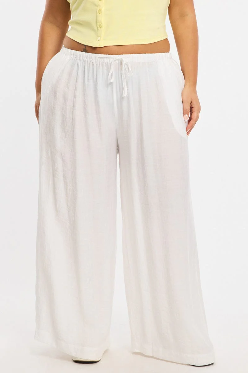 White Pants Elastic Waist - Image 3