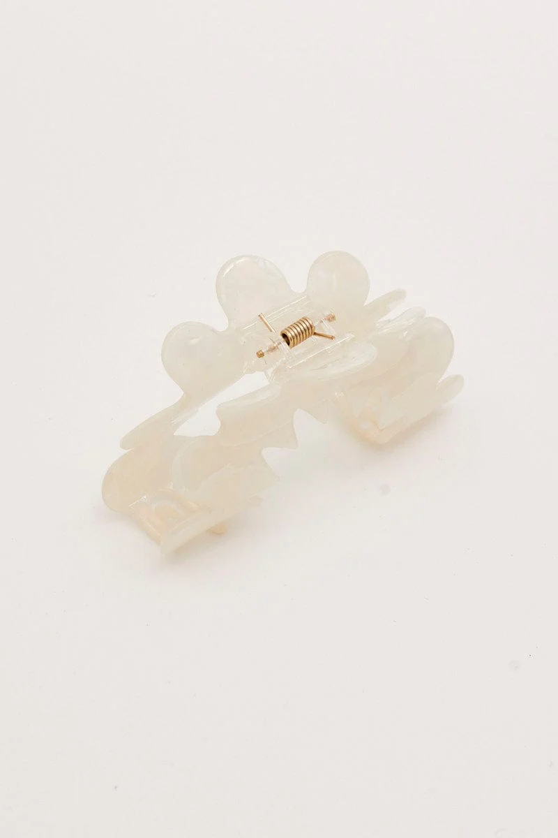 White Pearl White Hair Claw Clip - Image 2