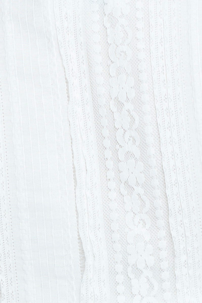 White Peplum Top Lace Flutter Sleeve Wrap Front Tie - Image 6