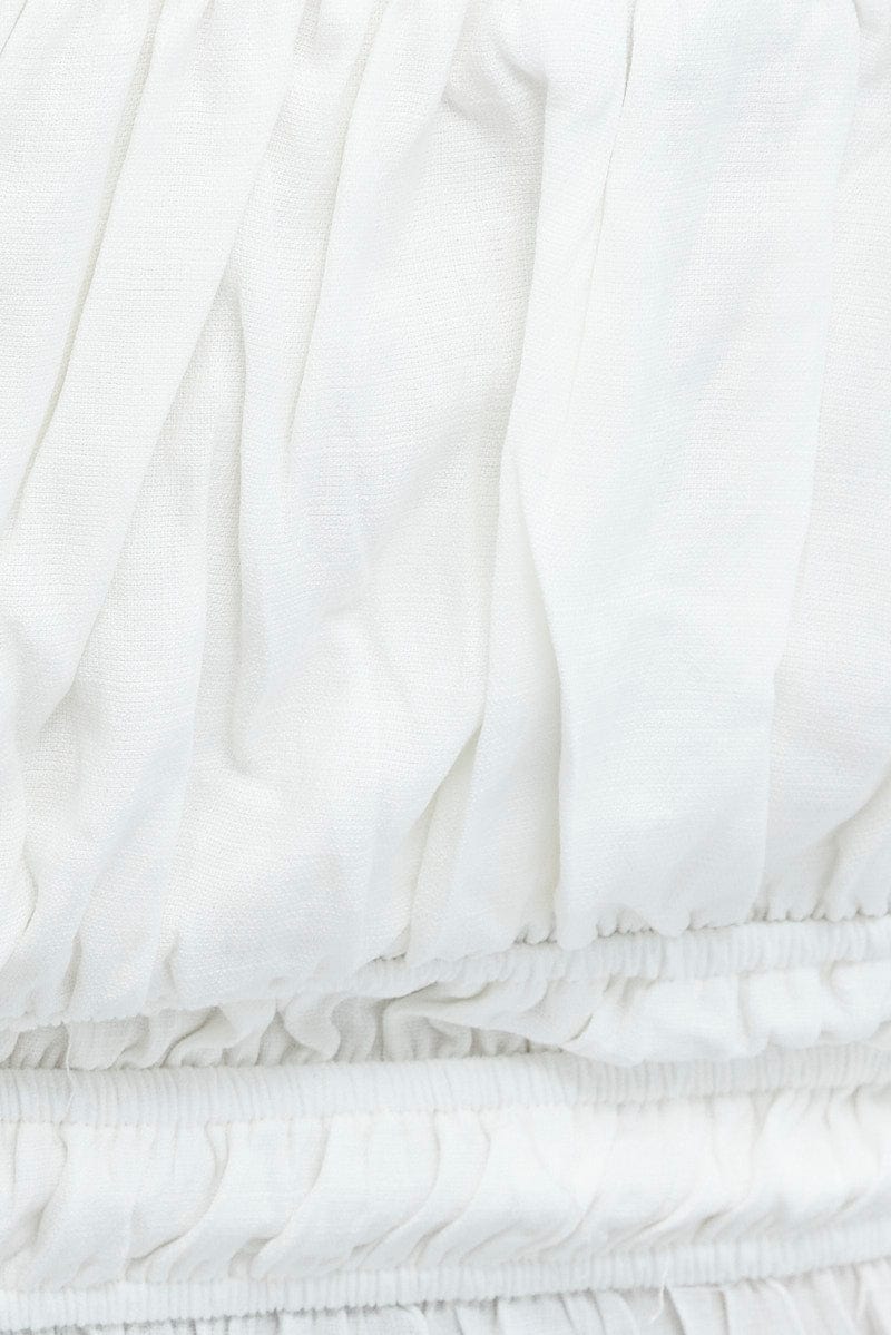 White Peplum Top Short Sleeve Ruched Bust - Image 6