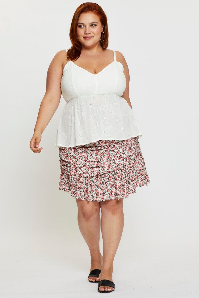 White Peplum Top Sleeveless Embroide - Image 2