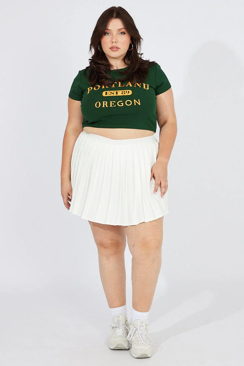 White Pleat Tennis Skirt Shorts Underneath - Image 2
