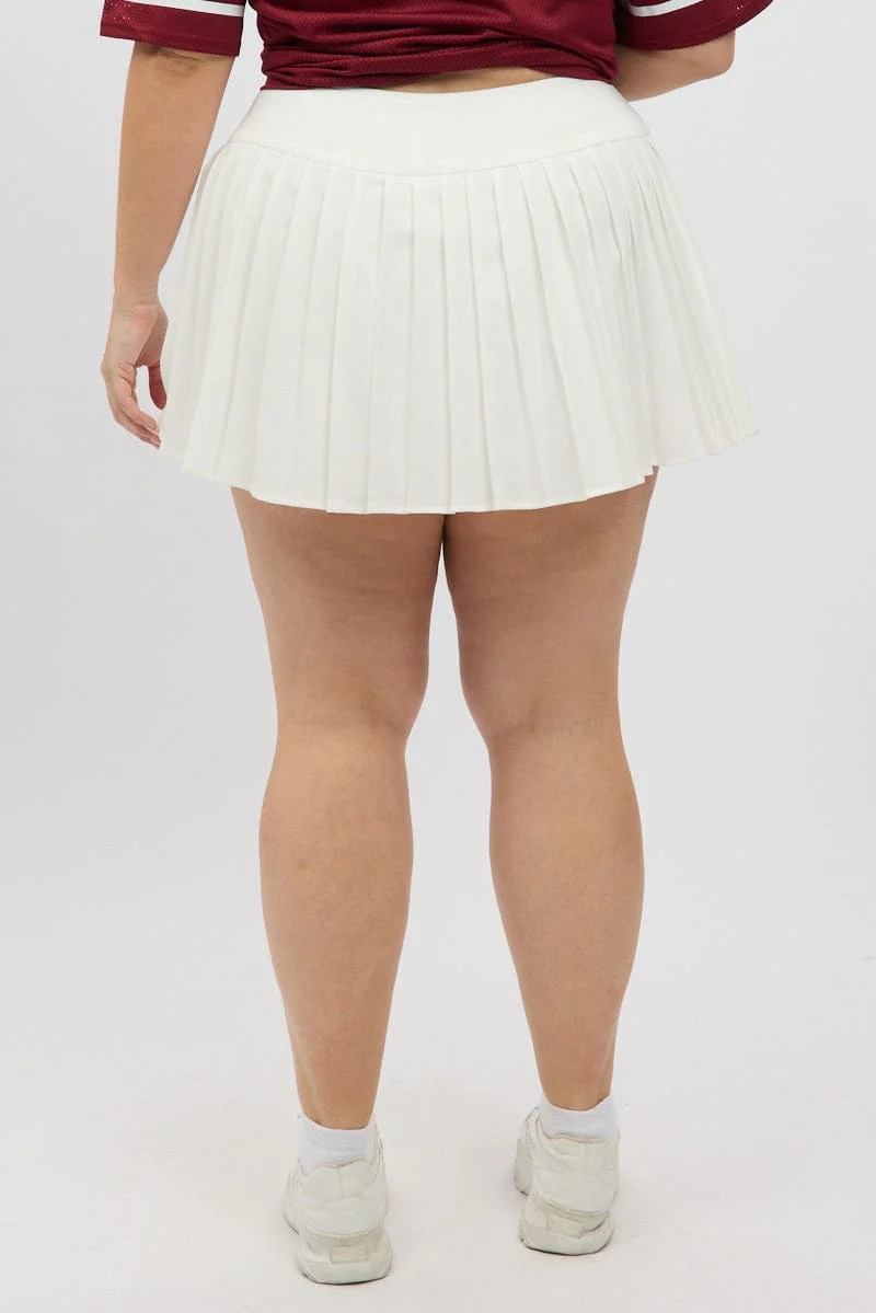 White Pleated Tennis Skirt with Shorts Underneath - Image 5