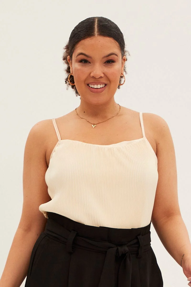 White Plisse Top Sleeveless - Image 3