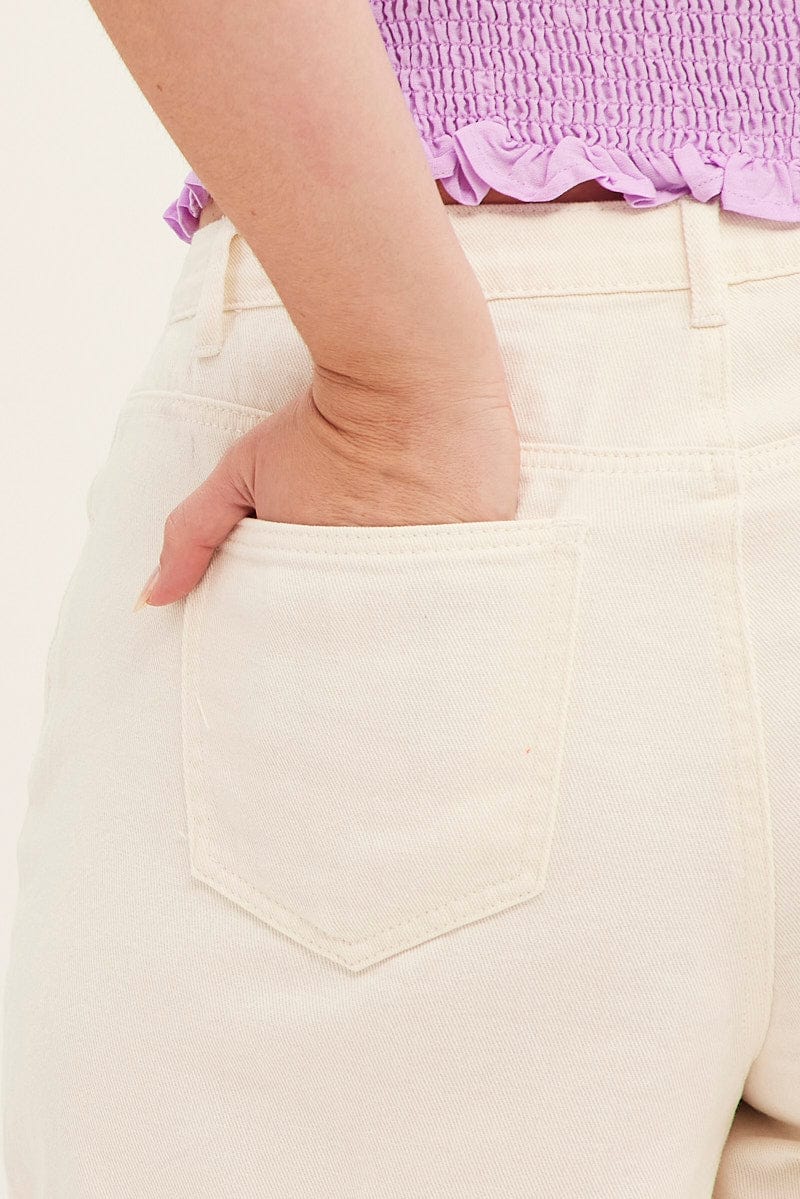 White Relaxed Denim Shorts High Rise - Image 6