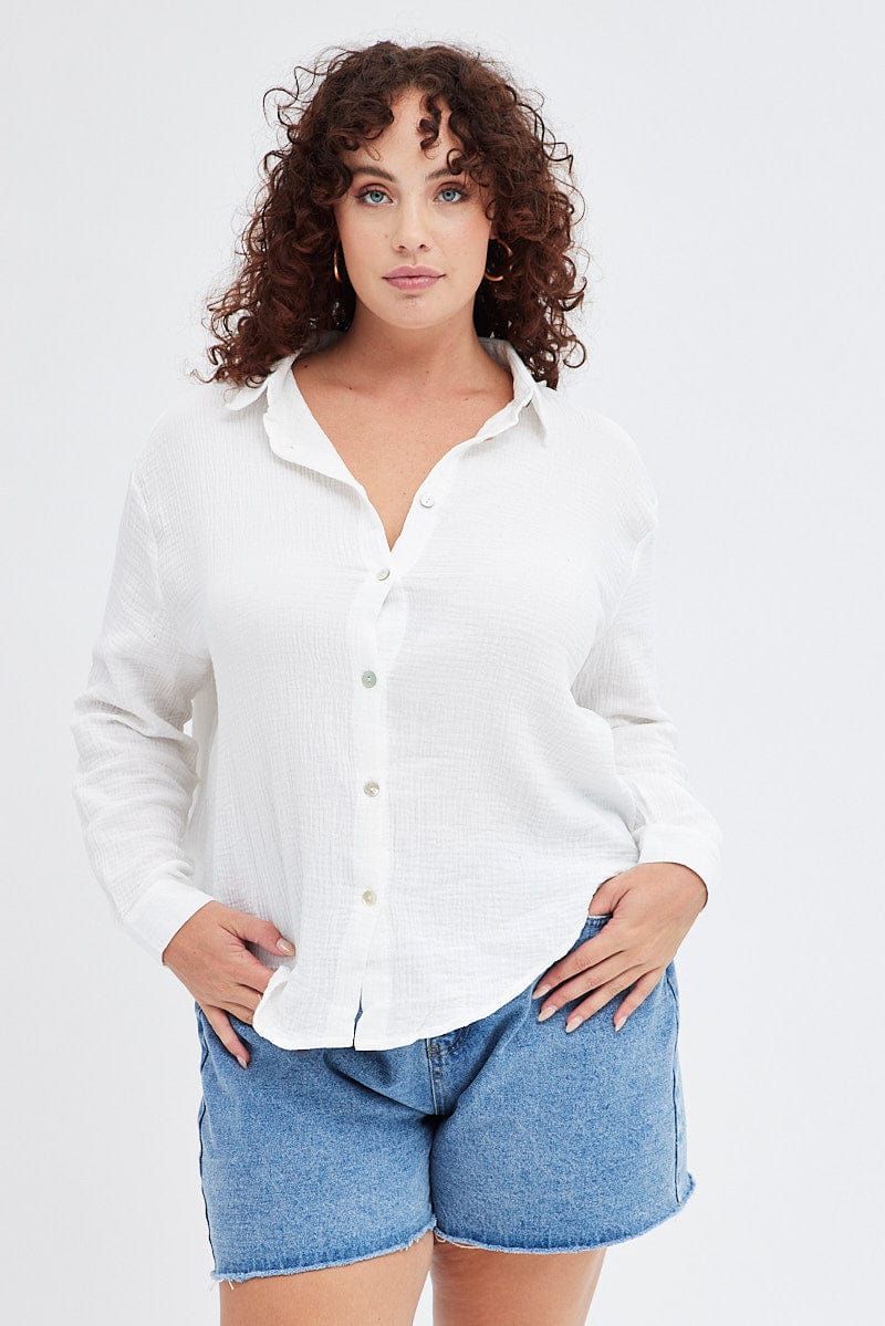White Relaxed Shirt Long Sleeve - Image 3