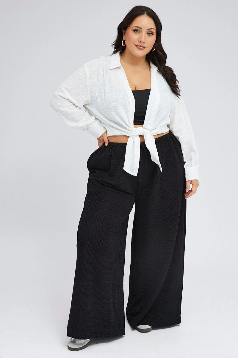 White Relaxed Shirt Long Sleeve V-neck - Image 2