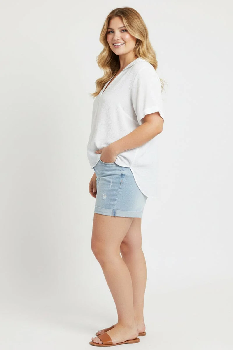 White Relaxed Shirt Short Sleeve - Image 2