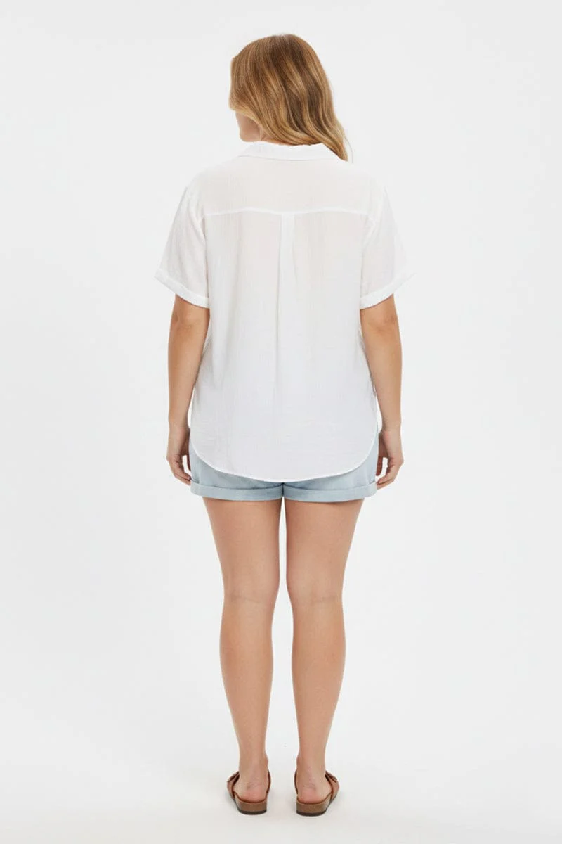 White Relaxed Shirt Short Sleeve - Image 3