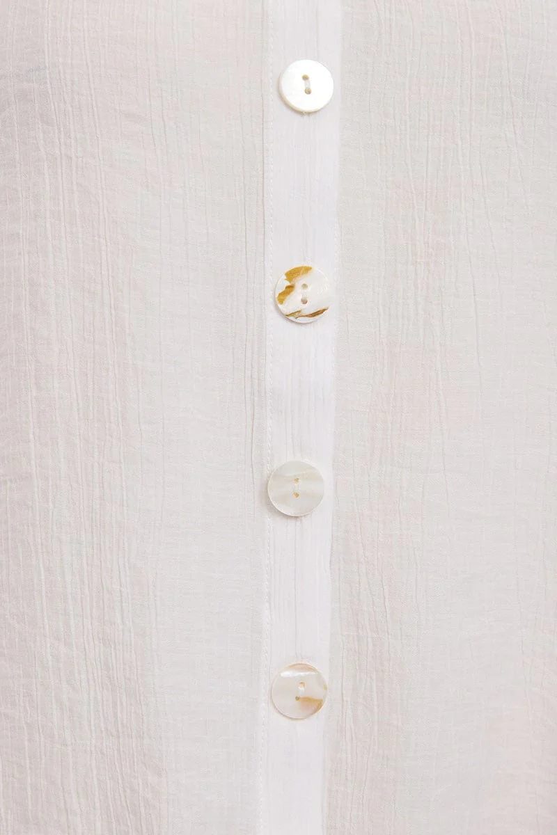 White Relaxed Shirt Short Sleeve - Image 4
