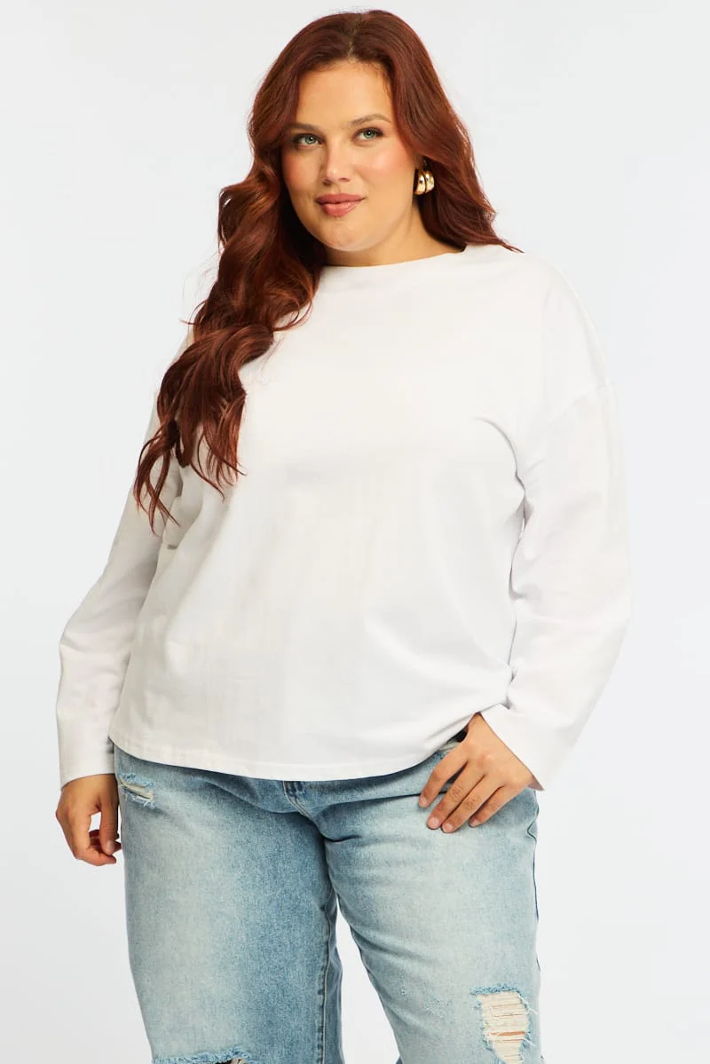 White Relaxed T-shirt Long Sleeve - Image 2