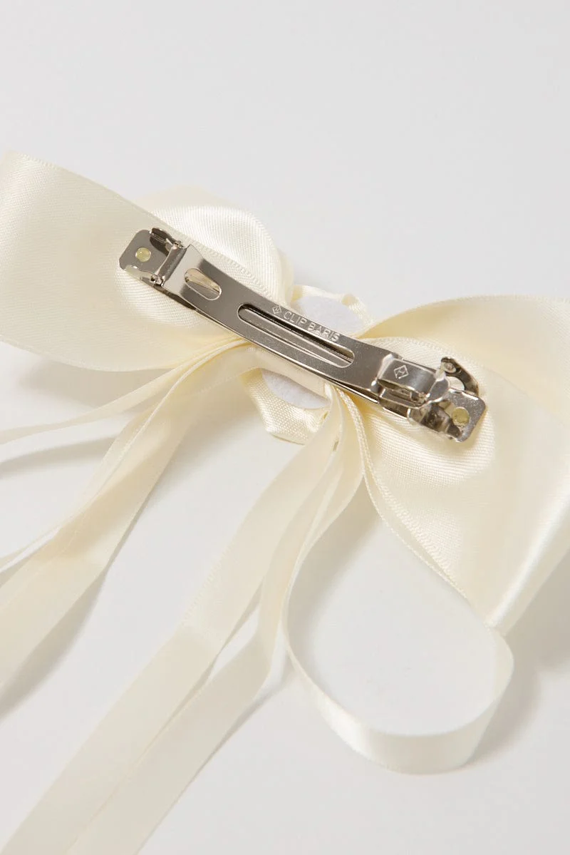 White Rosette Hair Bow - Image 3