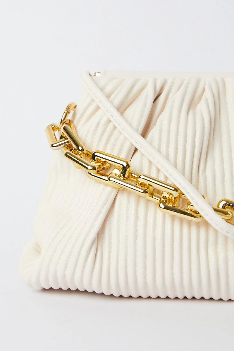 White Ruched Crossbody Bag - Image 2