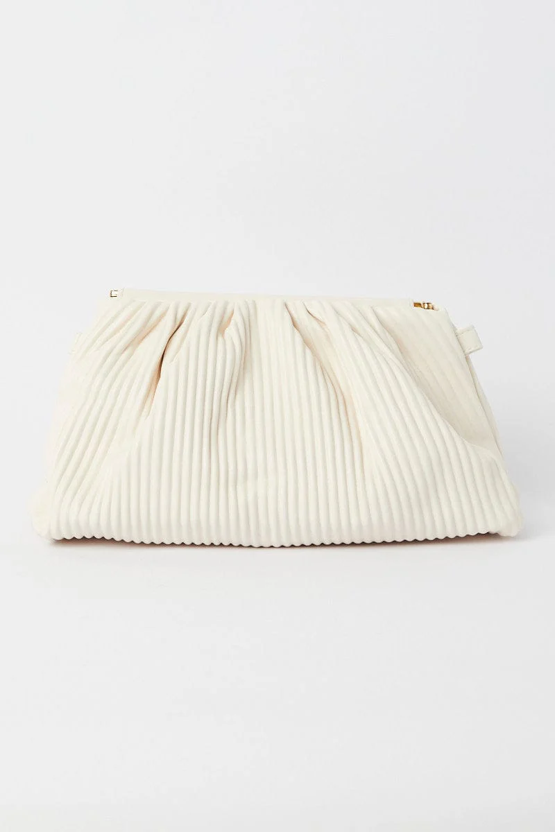 White Ruched Crossbody Bag - Image 3