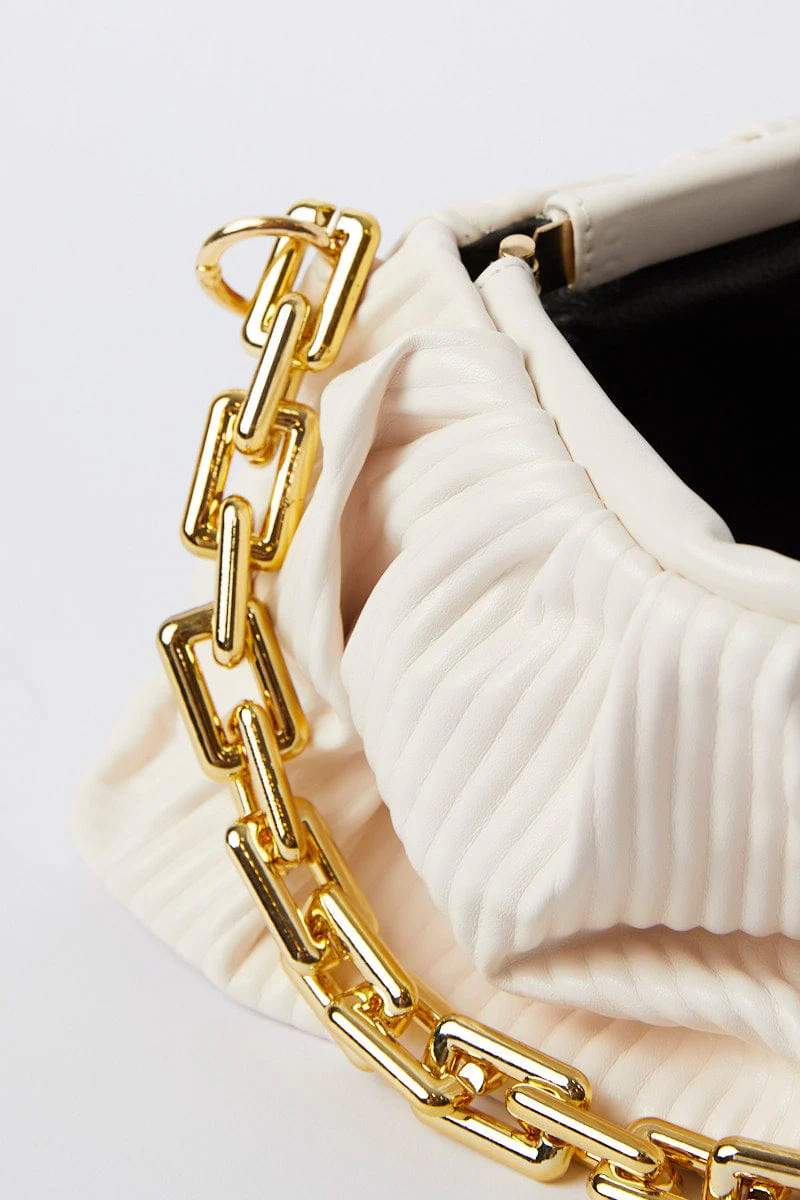 White Ruched Crossbody Bag - Image 4