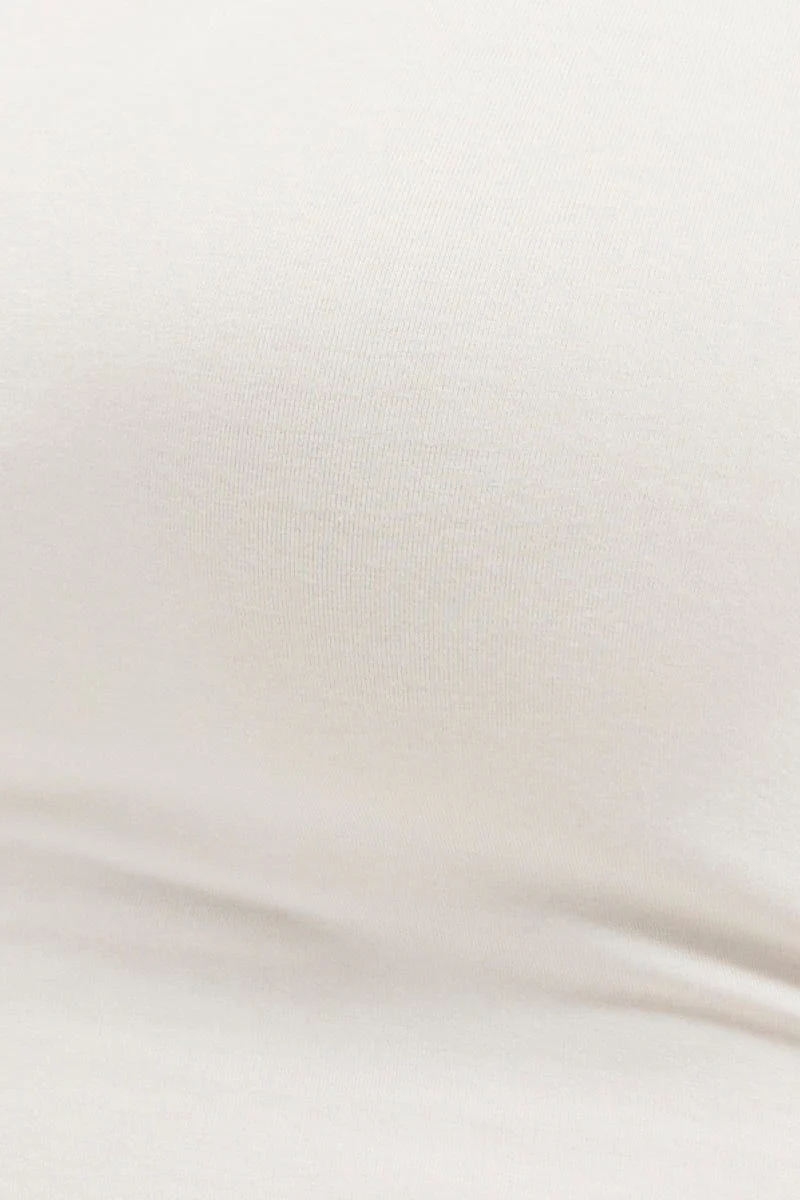 White Ruched T-shirt Crew Neck Short Sleeve Side - Image 6