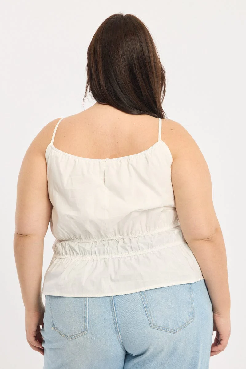 White Ruched Top Sleeveless - Image 4
