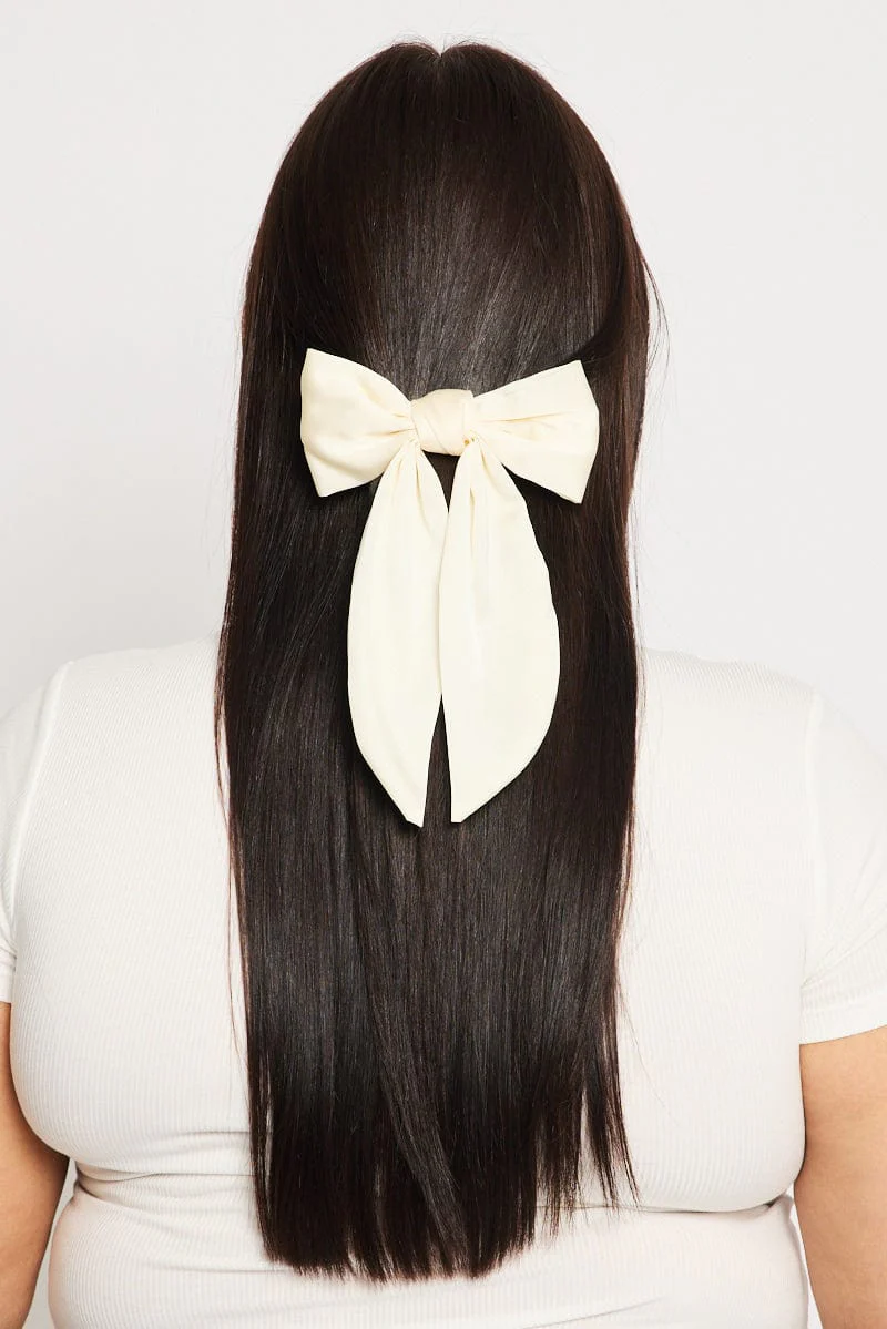 White Satin Hair Bow
