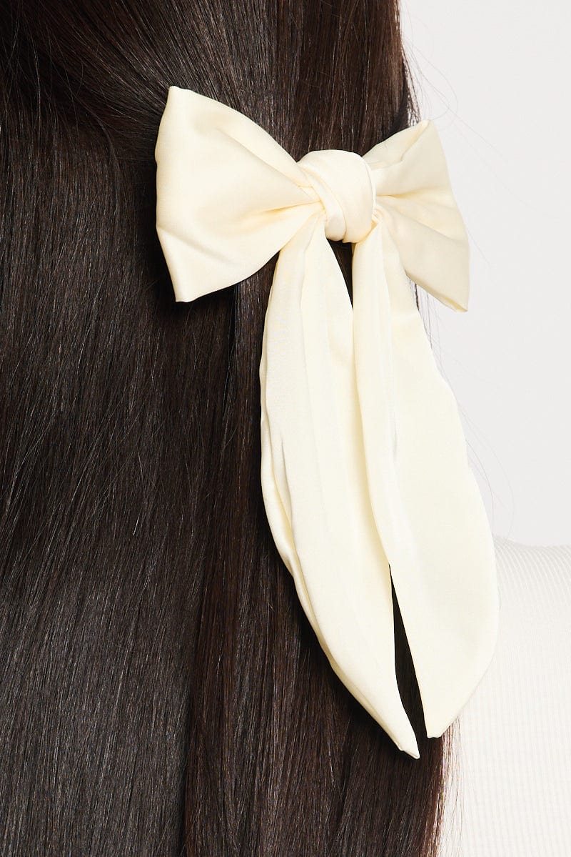 White Satin Hair Bow - Image 2