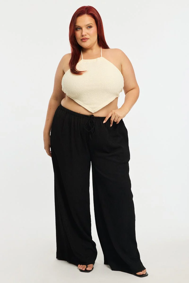 White Scarf Top Sleeveless Textured - Image 2