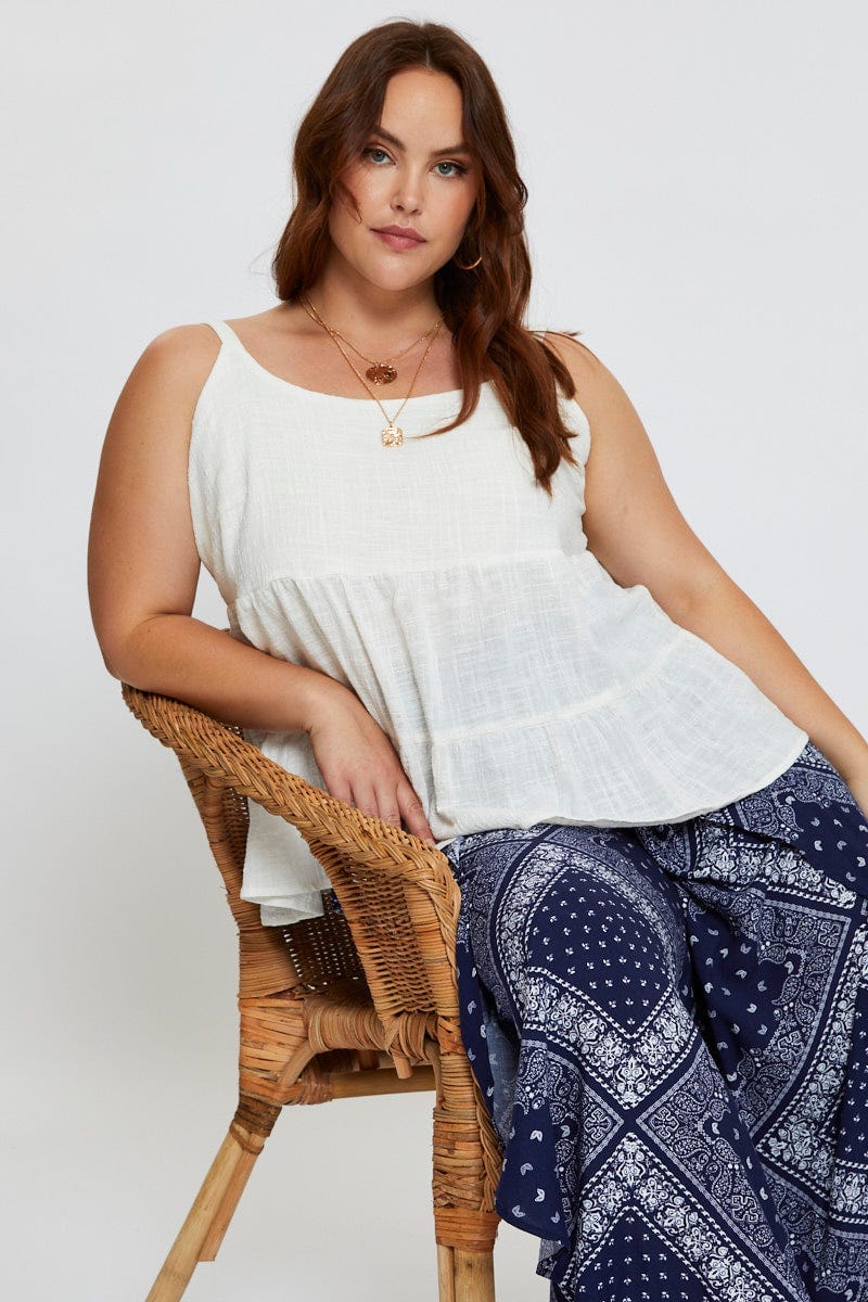 White Shell Top Sleeveless Tie Back Tie