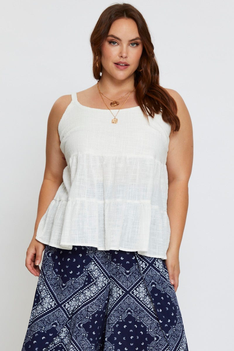 White Shell Top Sleeveless Tie Back Tie - Image 3
