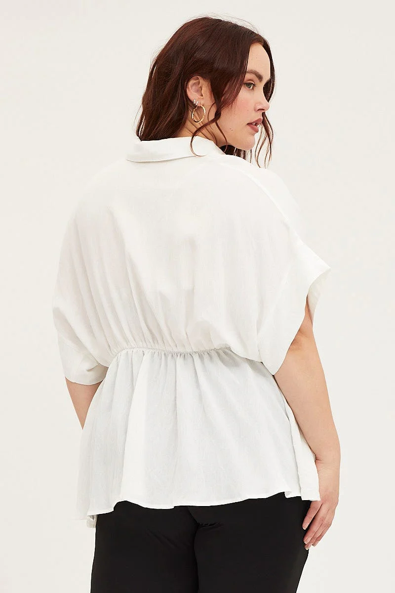 White Shirt Short Sleeve Tie Front - Image 5