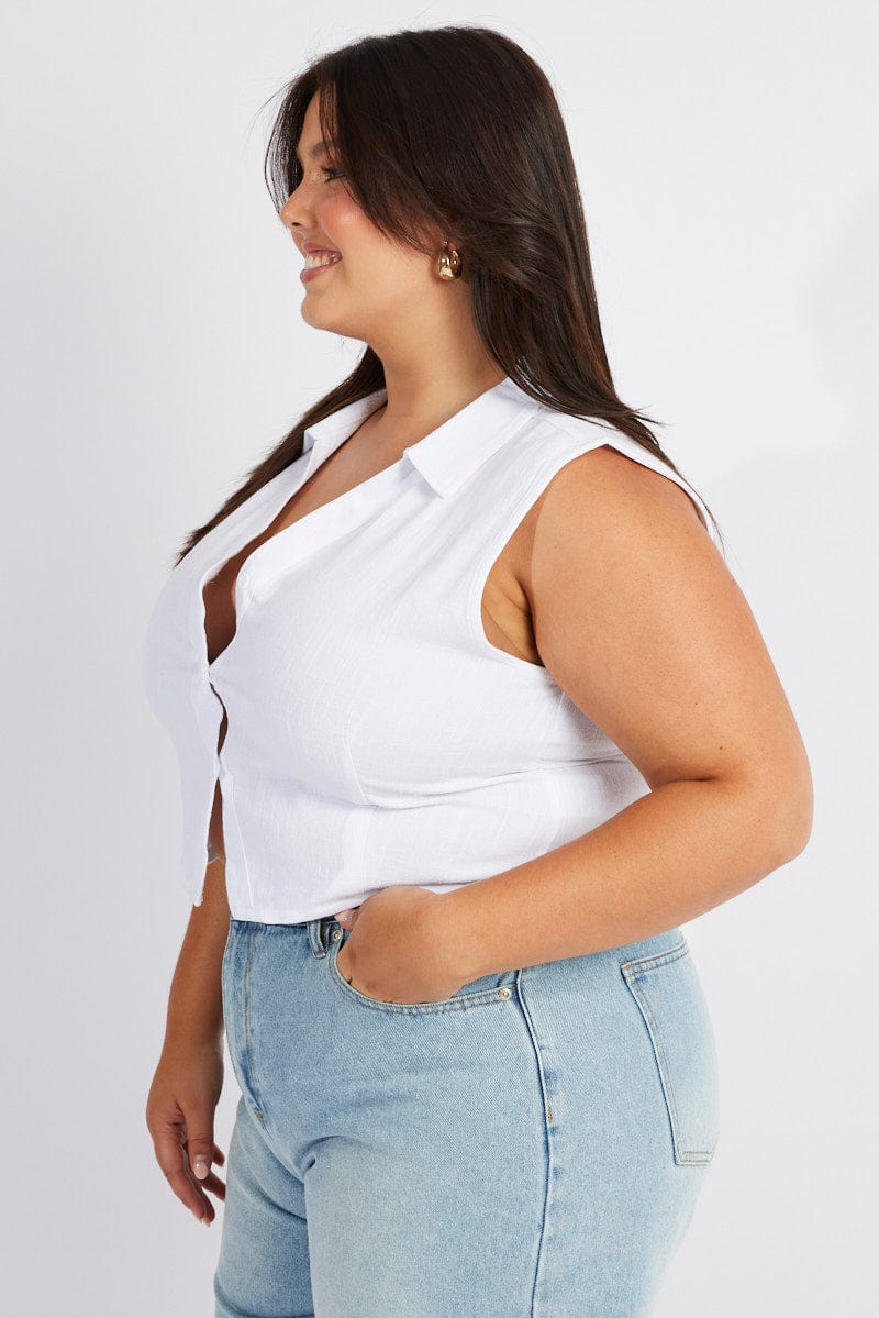 White Shirt Sleeveless Tie Back - Image 4