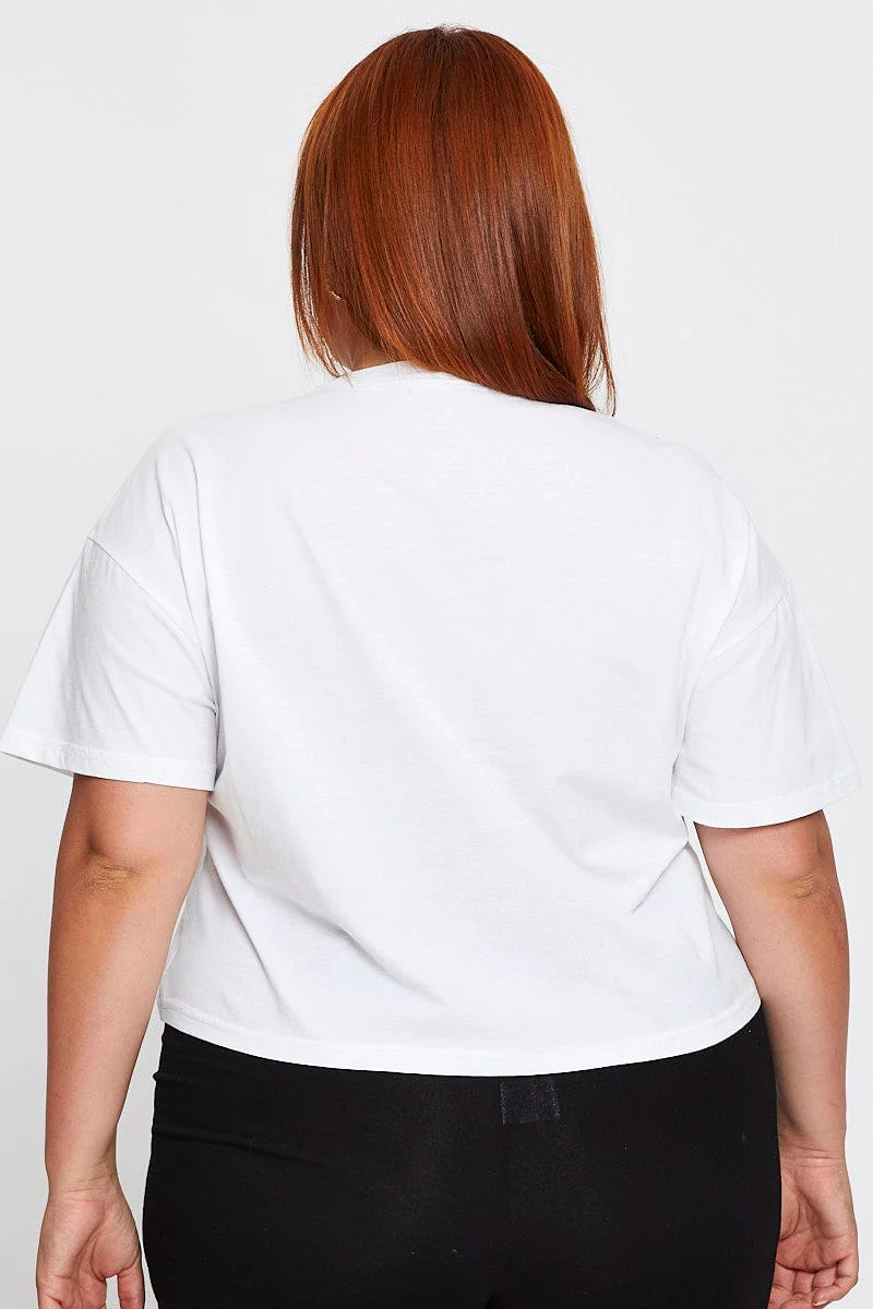 White Short Sleeve Brooklyn Semi Crop T-shirt - Image 5