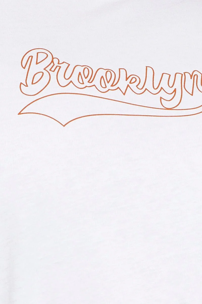 White Short Sleeve Brooklyn Semi Crop T-shirt - Image 6