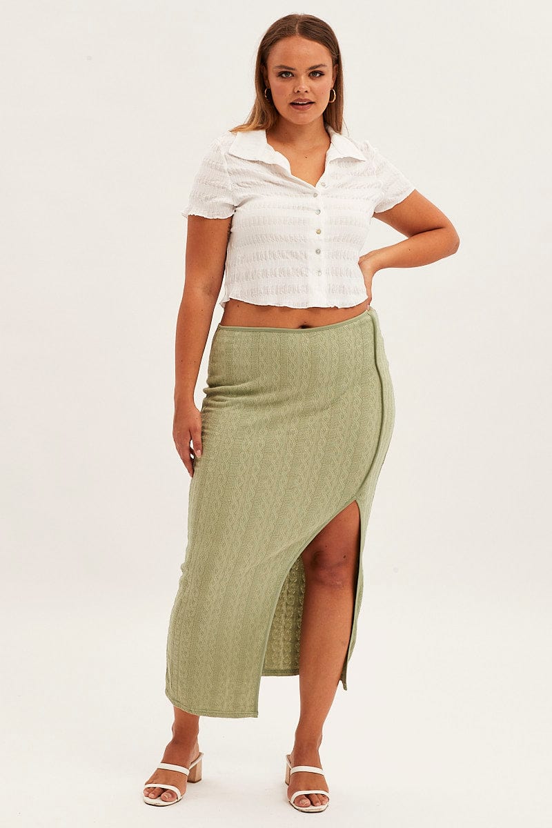 White Short Sleeve Button Top - Image 2