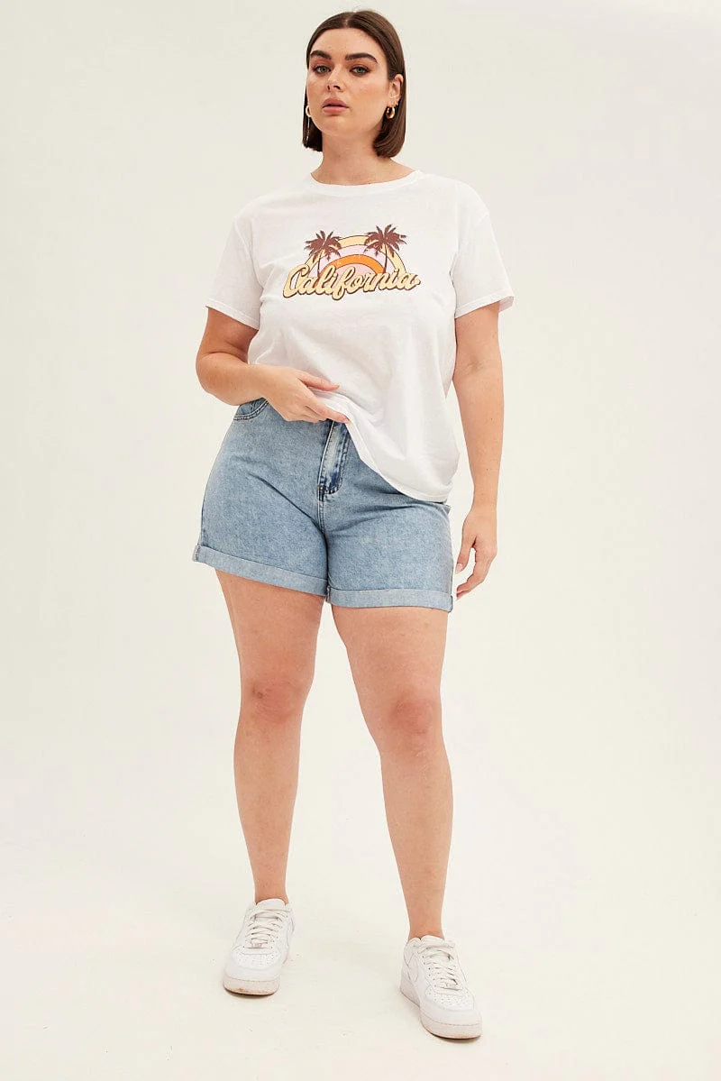 White Short Sleeve California Trees Crop T-shirt - Image 2