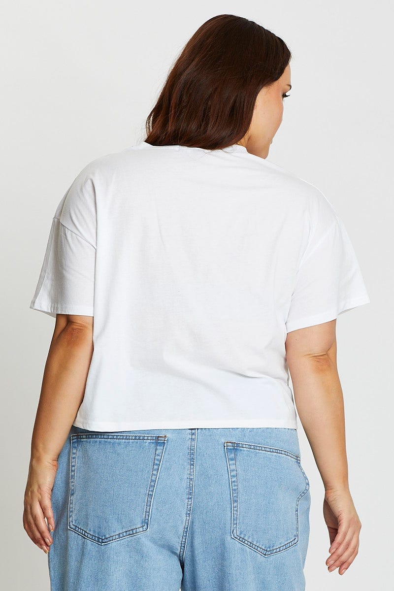 White Short Sleeve Miami White Semi Crop T-shirt - Image 5
