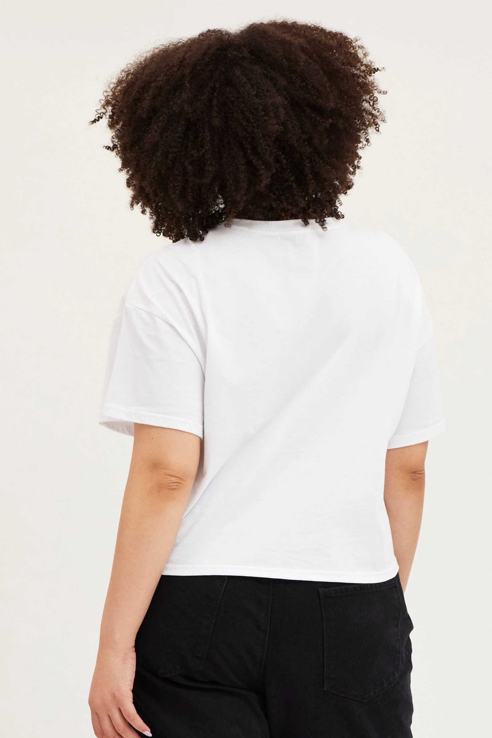 White Short Sleeve Motorcycle Semi Crop Printed T-shirt - Image 5