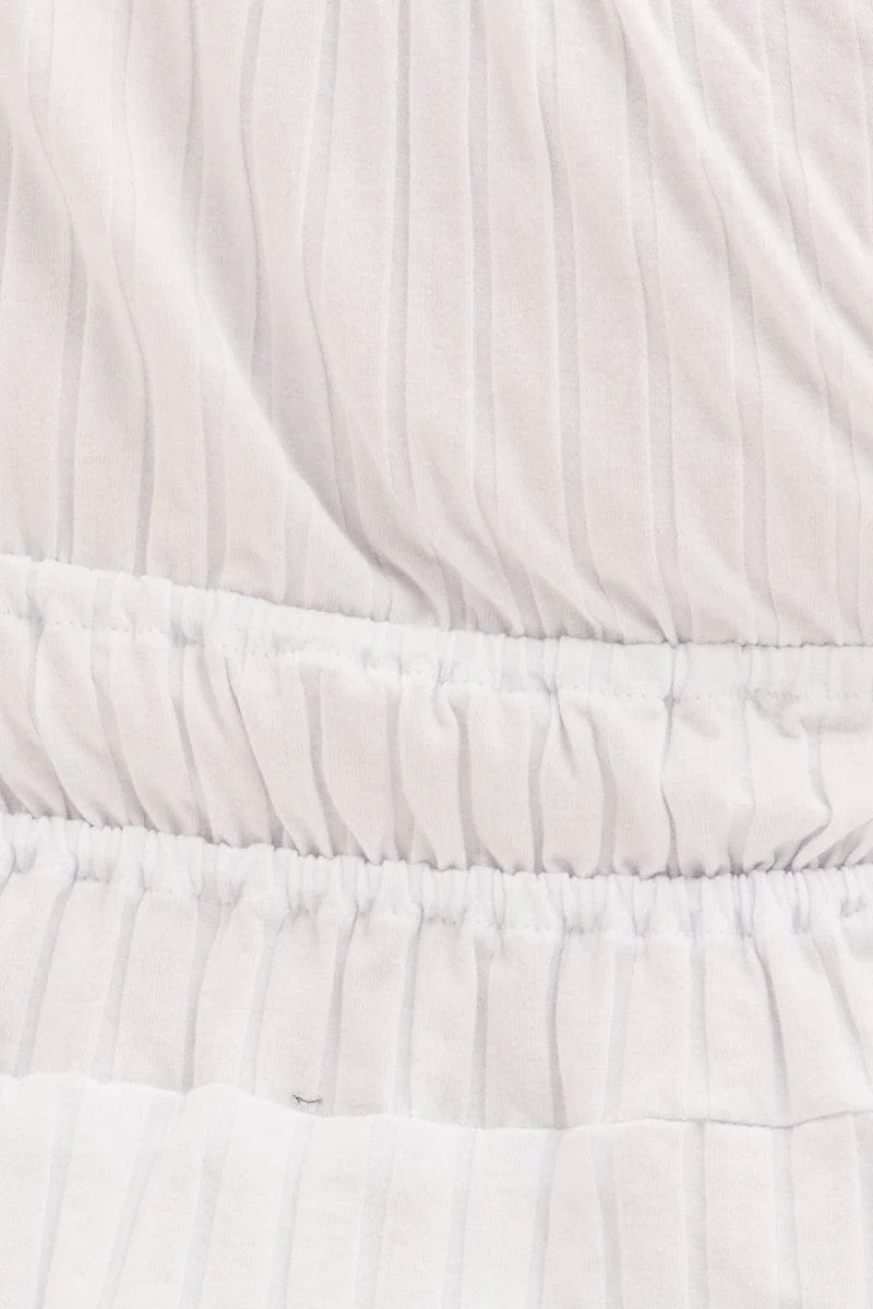 White Short Sleeve Rib Jersey Peplum Top - Image 6