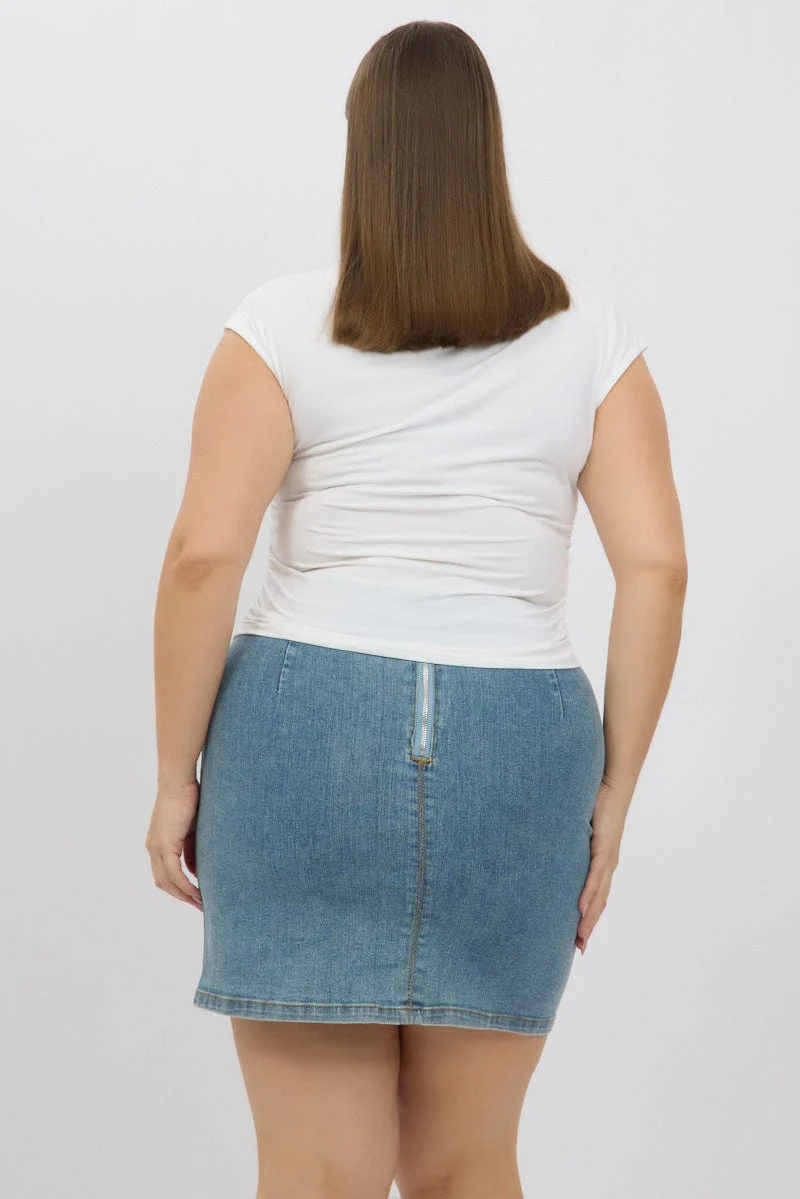 White Short Sleeve Top Side Ruched Modal - Image 5